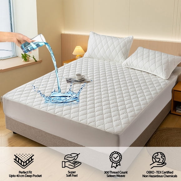 UsRHHA Waterproof Fitted Sheet, Non-Slip Mattress Cover All-inclusive Protection, Soft Breathable Bed Sheet for Sleeping Naked, Stretch Knit Elastic Pocket Corner for Deep Mattress Sofa