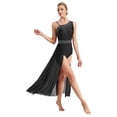 thumbnail image 1 of iiniim Robe de Danse Lyrique pour Femmes à Paillettes et Strass, Sans Manches, Fendue, Noire, m, 1 of 7