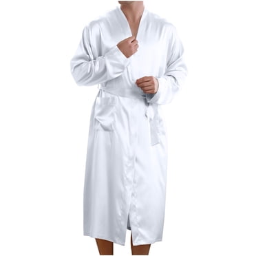Peignoir de Pyjama Long pour Hommes, Uni, Décontracté, à Manches Longues, à Lacets, avec Poche pour la Maison