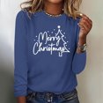 thumbnail image 2 of Timegard Womens Tops Merry Christmas Print Long Sleeve Crewneck Pullover Casual Loose Comfy Tops Fall, 2 of 4