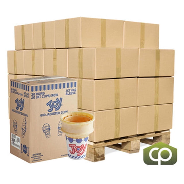 JOY #40 Jacketed Flat Bottom Cake Cones – The Sanitary "Touch-Free" Standard, Full 24-Case Pallet (Total 14,400 Cones)