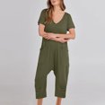 thumbnail image 2 of Birdeem Combinaisons pour Femmes Mode Femmes Combinaison Décontractée à Manches Courtes Combinaison Unie Combinaisons Pantalon à Jambe Grand avec Poche, 2 of 12