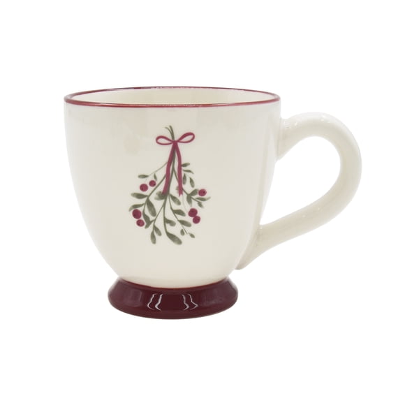 Holiday Time Cranberry Spice Collection Red Bow Berry Festive Mug with Handle, Stoneware, 13.5 fl oz, 1 Count