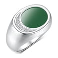 thumbnail image 3 of RYLOS Men's Designer Ring in Sterling Silver 925: Features Diamonds around Green Quartz  - Available  Size 11, 3 of 6
