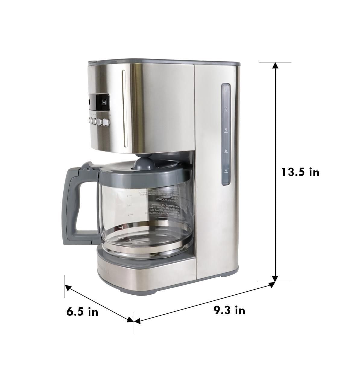Kenmore Programmable 12-Cup Coffee Maker, Stainless Steel, Auto Brew & Keep Warm Functions