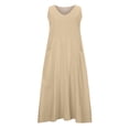 thumbnail image 2 of Robe Longue d'Été pour Femmes Robe d'Été pour Femmes Col en V Mode Décontractée Couleur Unie Sans Manches Coton Lin Robe Longue Robe Longue d'Été pour Femmes Robe Longue pour Femmes Été, 2 of 8