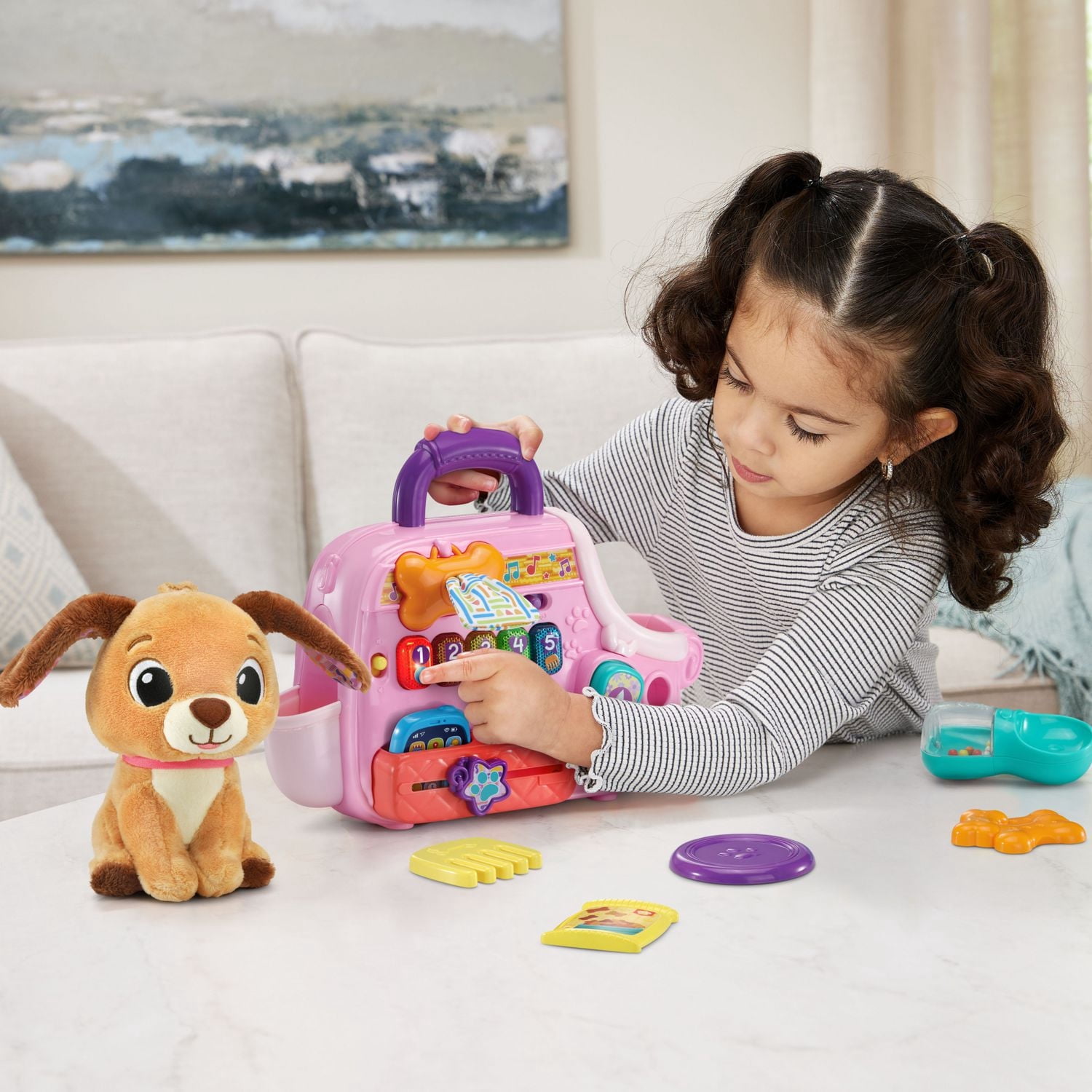 VTech Mon p'tit chien et son sac magique avec chiot en peluche- Version française