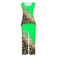 thumbnail image 4 of Mikilon Ensemble Stylé pour Femme 2 Pcs Décontracté Ample Imprimé Camisole Pantalon Long Sans Manches Col Rond Haut/chemise Ensemble Vert P, 4 of 5