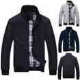 thumbnail image 1 of Veste de Travail pour Hommes Automne Mode Décontractée Couleur Unie Patchwork Veste à Fermeture Éclair, 1 of 9