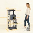 thumbnail image 3 of PawHut 52 Inch Cat Tree with Scratching Posts, Cat Bed, Condo, Dark Grey, 3 of 10