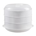 thumbnail image 1 of veasfak Microwave Steamer for Cooking Compact Steamer Bowl for Meats Vegetables es three layer, 1 of 9
