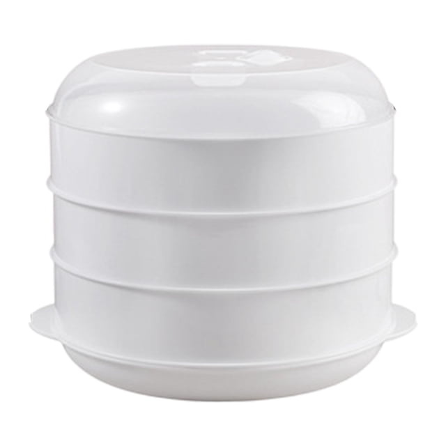 veasfak Microwave Steamer for Cooking Compact Steamer Bowl for Meats Vegetables es three layer