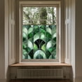thumbnail image 3 of Elegant Green Fan Shaped Glass Window Film Static Cling Privacy Decal For Home Interior Doors Bathrooms And Kitchen, 3 of 4