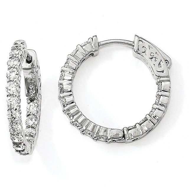 Sterling Boucles d'Oreilles Créoles en Argent Rhodié CZ In & Out QE12994