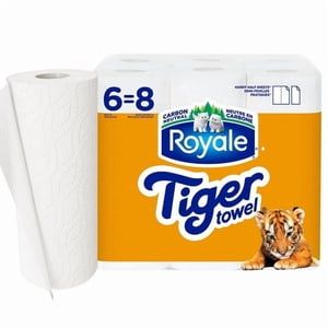 Royale Tiger Towel Paper Towel, 6 equal 8 Rolls, 66 Sheets per Roll, 2-Ply, 396 Total Half Sheets
