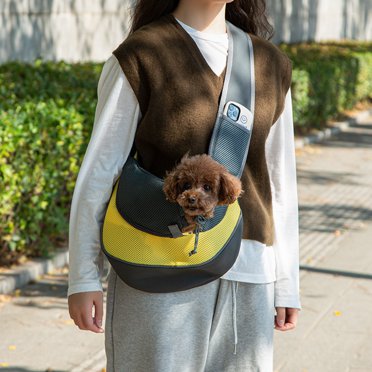 Bilqis Small Pet Dog Sling Carrier, Breathable Mesh Travelling Pet Hands-Free Sling Bag Adjustabled Padded Strap Front Pouch Single Shoulder Bag For Dogs Cats