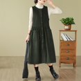thumbnail image 2 of QATAINLAV Robe Débardeur en Velours Côtelé pour Femme à Boutons, Décontractée, Col Ras du Cou, Sans Manches, Robe Chasuble au-Dessus du Genou, Longue Robe Salopette avec Poches, Vert Armée, TTG, Ventes Prime Day Aujourd'hui 2025, Liquidation, 2 of 6