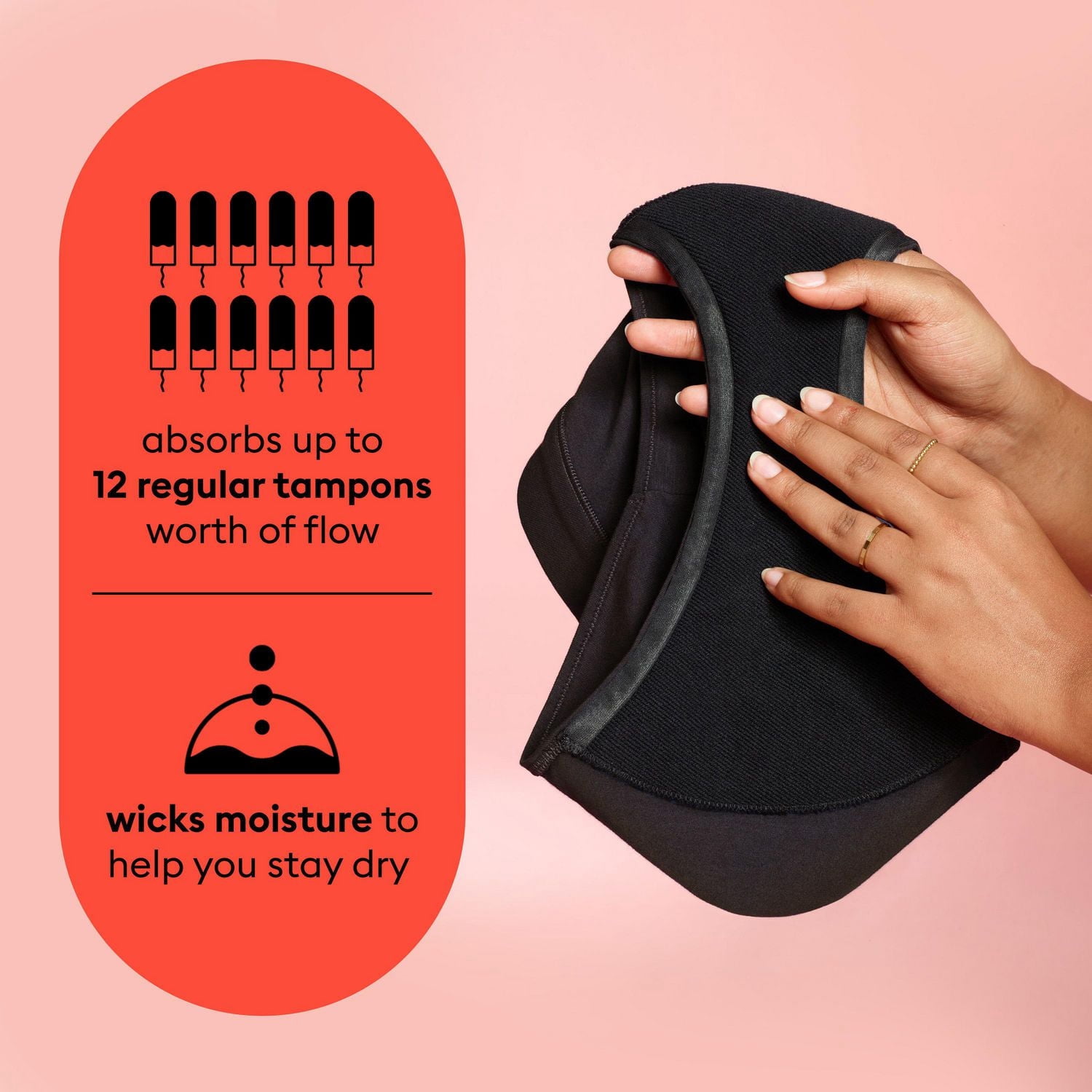 Culotte confortable pour tous les jours Thinx for All Women, sous-vêtement pour les règles contre les fuites, taille très grande, noir