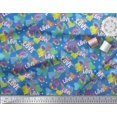 thumbnail image 2 of Soimoi Blue Cotton Poplin Fabric Text,Lips & Heart Print Sewing Fabric Yard 42 Inch Wide, 2 of 3