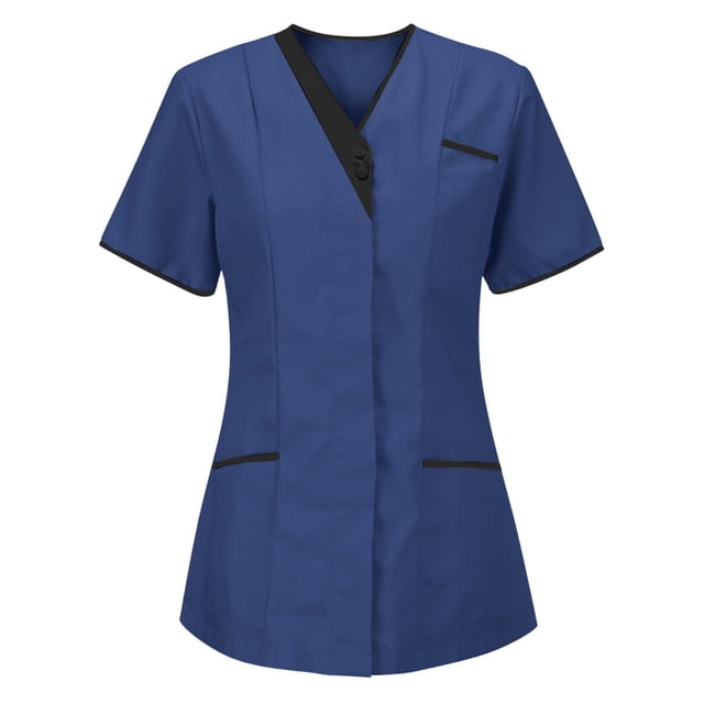 Baysbule Tunique d'Uniforme d'Infirmière à Col en V pour Femmes, Chemise de Protection Douce et Confortable à Manches Courtes