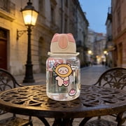 Cute Bear Water Bottle with Straw – BPA-Free Leakproof Portable Cup for Adults and Kids, Leak-Proof Reusable Drinking Bottle for Daily Travel Office and Outdoor Use