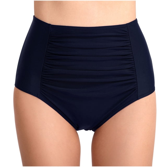YUTK Bas de Bikini à Cordons - 2025 Culottes Moulantes Plissées Mode Enveloppantes aux Hanches Taille Haute pour Femmes - Bleu TG