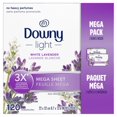 thumbnail image 1 of Downy Light Mega Dryer Sheets, Fabric Softener Dryer Sheets, White Lavender 120ct, 1 of 9