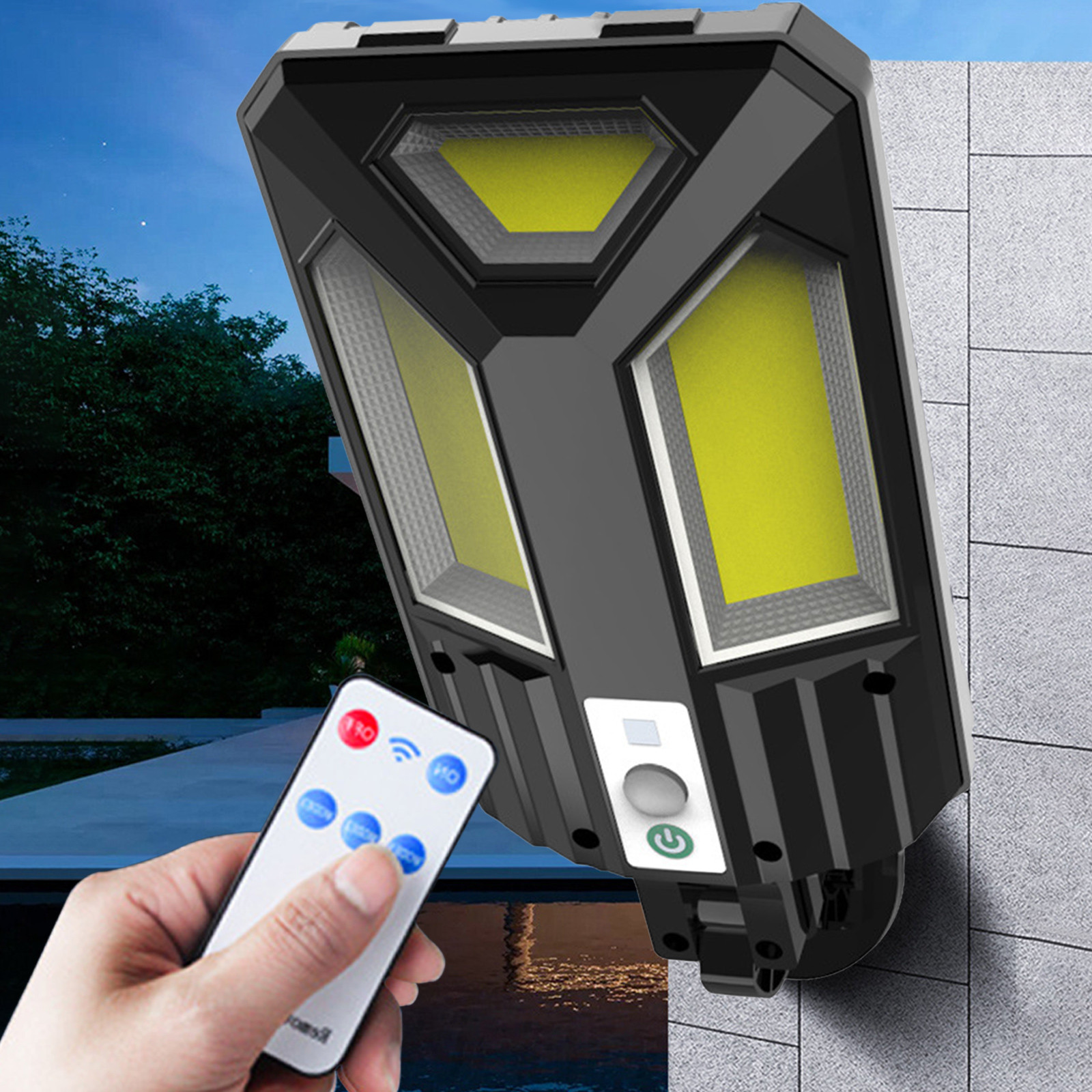 Chmadoxn Solar Lights Outdoor Street, IP65 Outdoor Powered Lights, With Remote Control For Front Door, Yard, Garage solar light