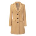 thumbnail image 1 of INSPIRE CHIC Manteau d'Hiver pour Femme à Revers Cranté, Simple Boutonnage, Manches Longues, Brun, 2TG, 1 of 7