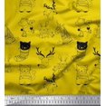 thumbnail image 1 of Soimoi Yellow Poly Georgette Fabric Unicorn & Bunny Cartoon Fabric Prints By Yard 52 Inch Wide, 1 of 3