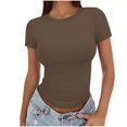 thumbnail image 2 of QIPOPIQ T-Shirts Basiques pour Femmes Col Rond Manches Courtes Courts Hauts Mignons d'Été T-Shirts Ajustés Vêtements Y2k Liquidation 2025, 2 of 6