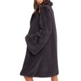 thumbnail image 4 of IROINID Women's Winter Warm Mid-Long Coat Solid Color Front Open Overcoat Long Sleeve Outwear, Gray, 4 of 9