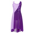 thumbnail image 3 of RUNQHUI Filles Enfants Sans Manches Ballet Lyrique Danse Contemporaine Moderne Costumes Robe Asymétrique en Maille Violet 16, 3 of 7