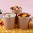 thumbnail image 3 of 25 Sets Disposable Kraft Paper Soup Cups Soup Buckets Porridge Cups with Lid for Storage, 3 of 9