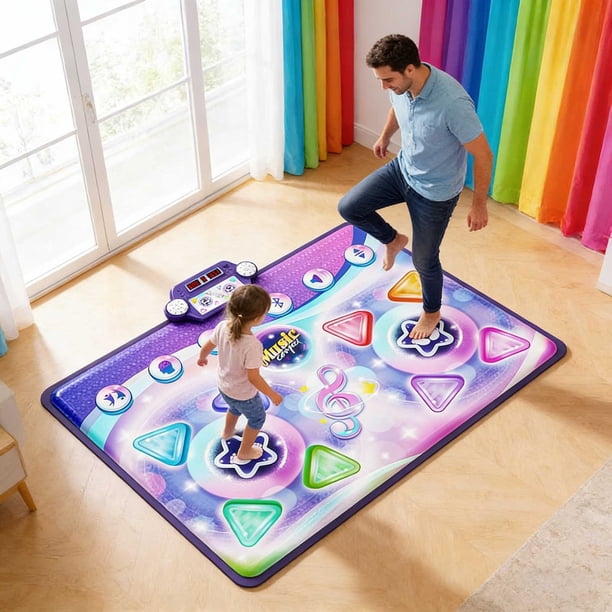 2-Joueurs Tapis de Danse,Jouets Tapis de Danse lumineux à 12 Boutons | Tapis de Danse pour Musicaux et Bluetooth, Cadeau D'anniversaire et Noël pour Garçons Filles 5 6 7 8 9 10