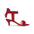 thumbnail image 3 of BLISSFUL STEP Women Open Toe Ankle Bow Tie Mid Heels Sandals Red 6.5, 3 of 7