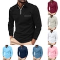 thumbnail image 1 of XZNGL Polo à Manches Longues pour Hommes, Col Rabattu, Fermeture Éclair Complète à l'Avant, Poches avant, Couleur Unie, Polyester Respirant, Coupe Décontractée, Tenue d'Été, 1 of 7