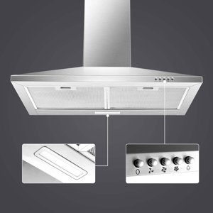 Hotte de protection murale 30 en acier inoxydable Hotte de gamme avec cabriolet,Cuisine 30 pouces Chimney Style Hotte d'évent pour cuisine