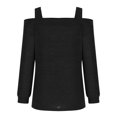 thumbnail image 5 of Pisexur Crewneck Shirts for Women Solid Color Off-shoulder Patchwork Tunic Tops Halter-Neck Long Sleeve Compression Shirts Athletic Tight Workout Top, 5 of 5