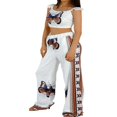 thumbnail image 4 of Female Peacock Print V-Neck Sleeveless Crop Tops+ Long Loose Pants, 4 of 9