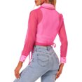 thumbnail image 3 of INSPIRE CHIC Chemise à Manches Longues Transparente en Maille à Col Pointu à Boutons devant pour Femme TP Rose Vif, 3 of 6