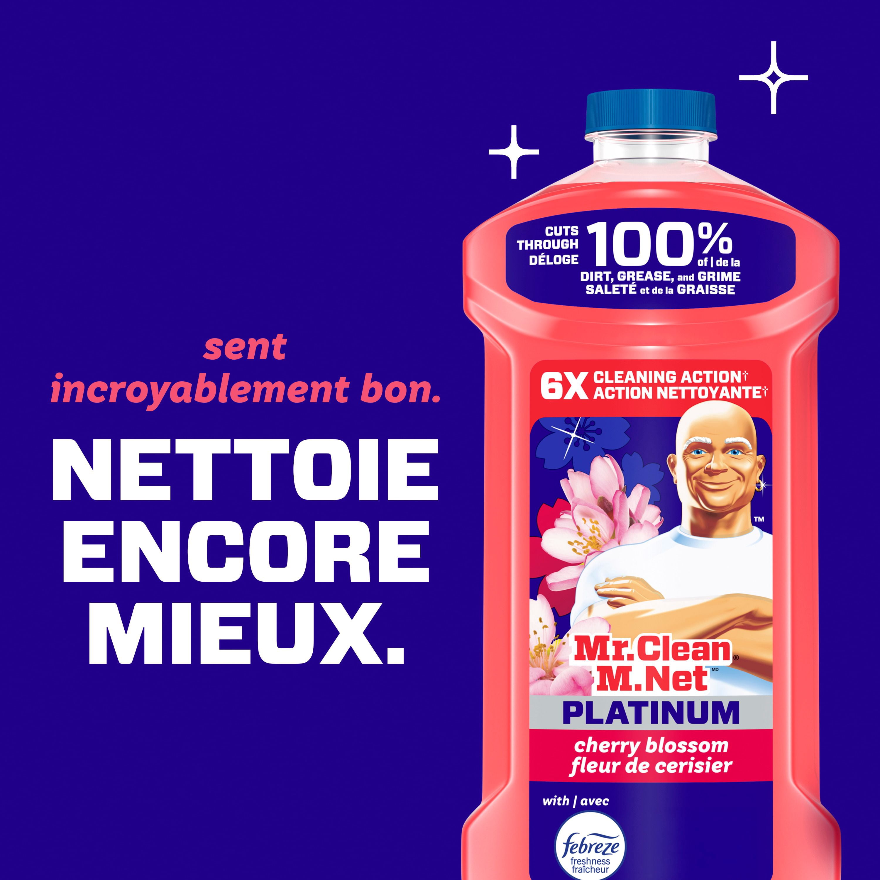 Nettoyant tout usage M. Net, nettoyant pour planchers, savon pour vadrouille, nettoyant liquide, Fleur de cerisier, 1,21 L