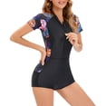 thumbnail image 1 of Aboser Womens Short Sleeve Rashguard Athletic Training Swimsuit Summer Swimming Surfing Bathing Suit One Piece Rash Guard, 1 of 7