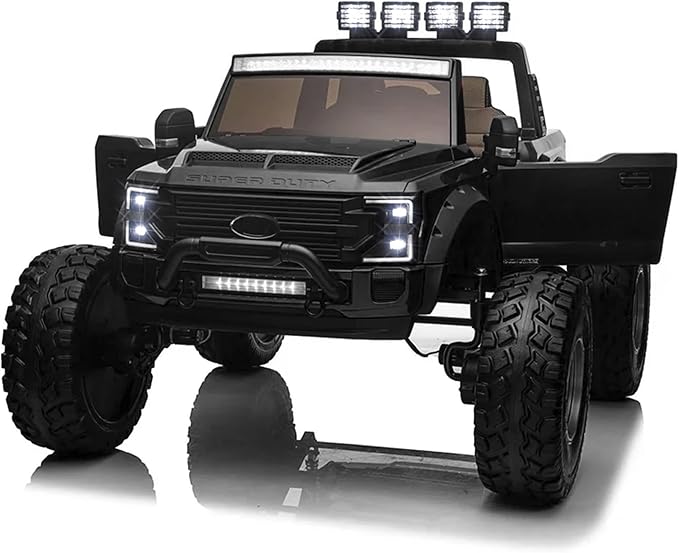 VOLTZ TOYS Licensed Ford F450 Super Duty Ride-On Car, 24V, 2-Seater, Parental Remote Control, LED Lights, Leather Seat, MP3