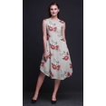 thumbnail image 3 of Bimba Robe d'Été Sans Manches à Col Rond pour Femmes, Grise, à Imprimé Floral de Pivoine et d'Anémone, Tenue Décontractée - Grand, 3 of 6