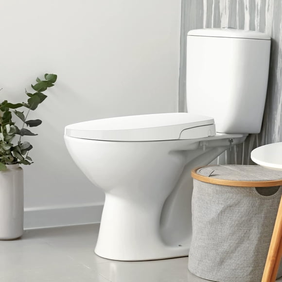 Bidet Toilet Seat with Quiet-Close, Non-Electric Bidet Toilet Seat with Self Cleaning Dual Nozzles, Bidet Attachment for Toilet, White Bidet Seat