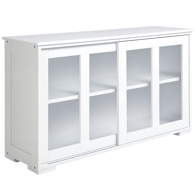 HOMCOM Buffet de Cuisine Armoire de Rangement Empilable avec Porte Coulissante en Verre