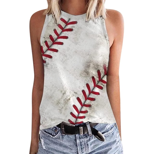LSLJS Womens Crew Neck Tank Tops Women Floral Printing Tank Fit Round-Neck Sleeveless Block Shirts Tunic Tee Tops