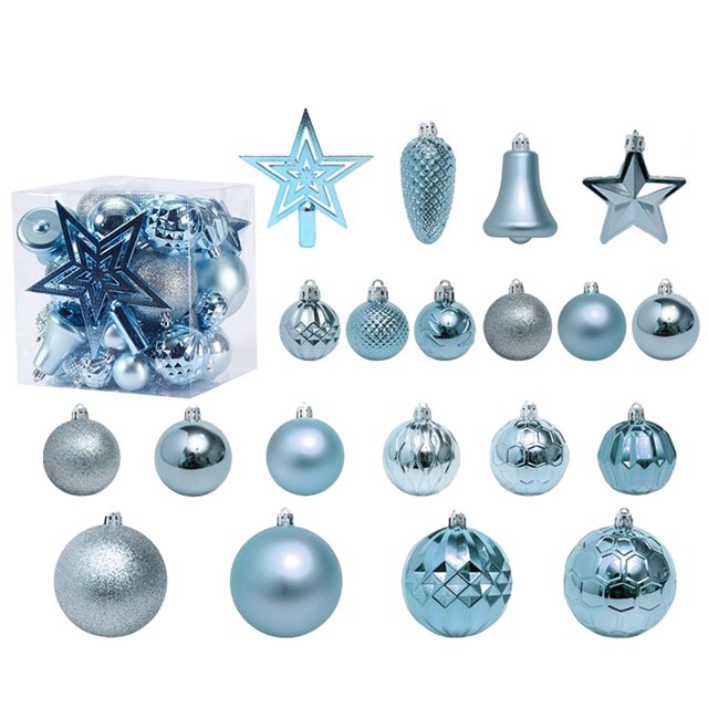 Pisexur 45PCS Christmas Ball Ornaments Set - Assorted Shatterproof Hanging Tree Ornament Set with Reusable Hand-held Gift Package for Xmas Tree Holiday Party and Home Decor