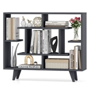 Gymax Bookshelf Geometric Bookcase w/ Anti-Tipping Kit Storage Shelving Unit Black